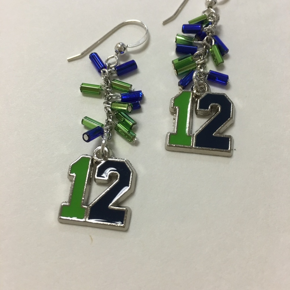 Blue and Green Seahawks Earrings